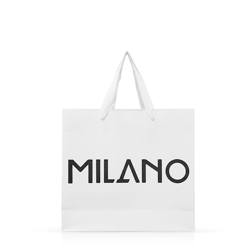 Kit 50 unidades Sacola de Presente Milano Média em OffSet Alta Gramatura com Alça em Gorgurão Branco na cor Branca 14704 Outros